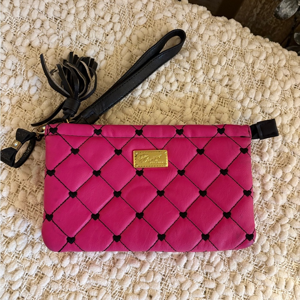 Betsey Johnson Pink Quilted Wristlet